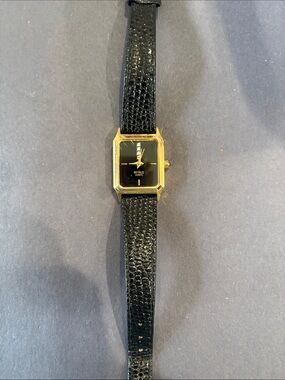 Black and Gold Women's Dress Watch - Benrus Quartz Vintage